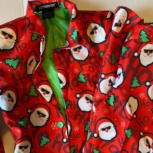 Youth Santa Christmas blazer and pant suit.